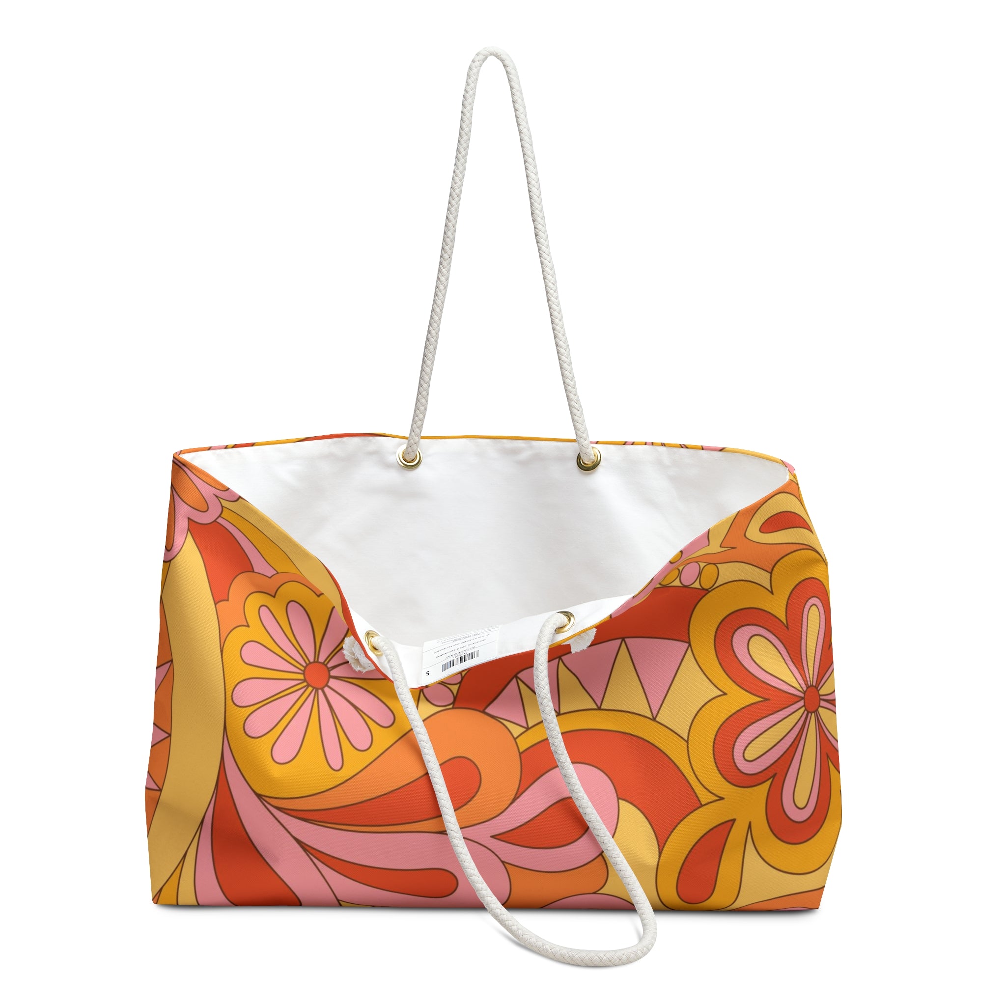 Retro Floral Weekender Bag - 70s Boho Travel Tote