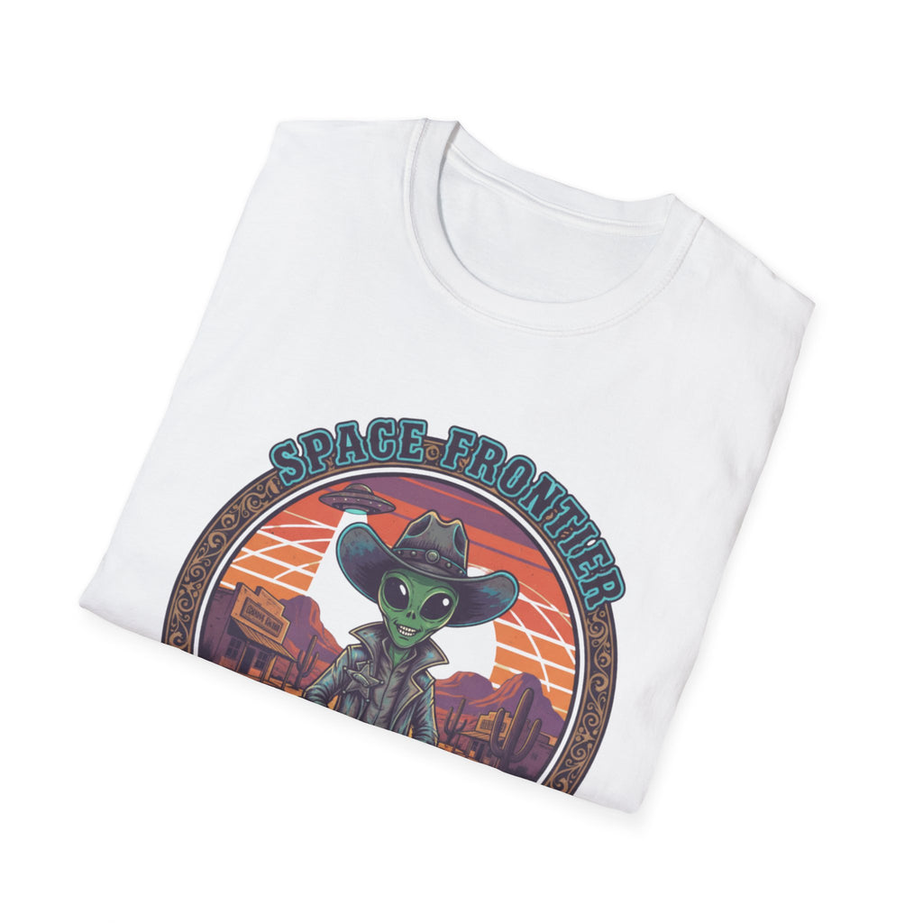 Alien Sheriff T‑Shirt — 'Space Frontier' Vintage Western Sci‑Fi Tee