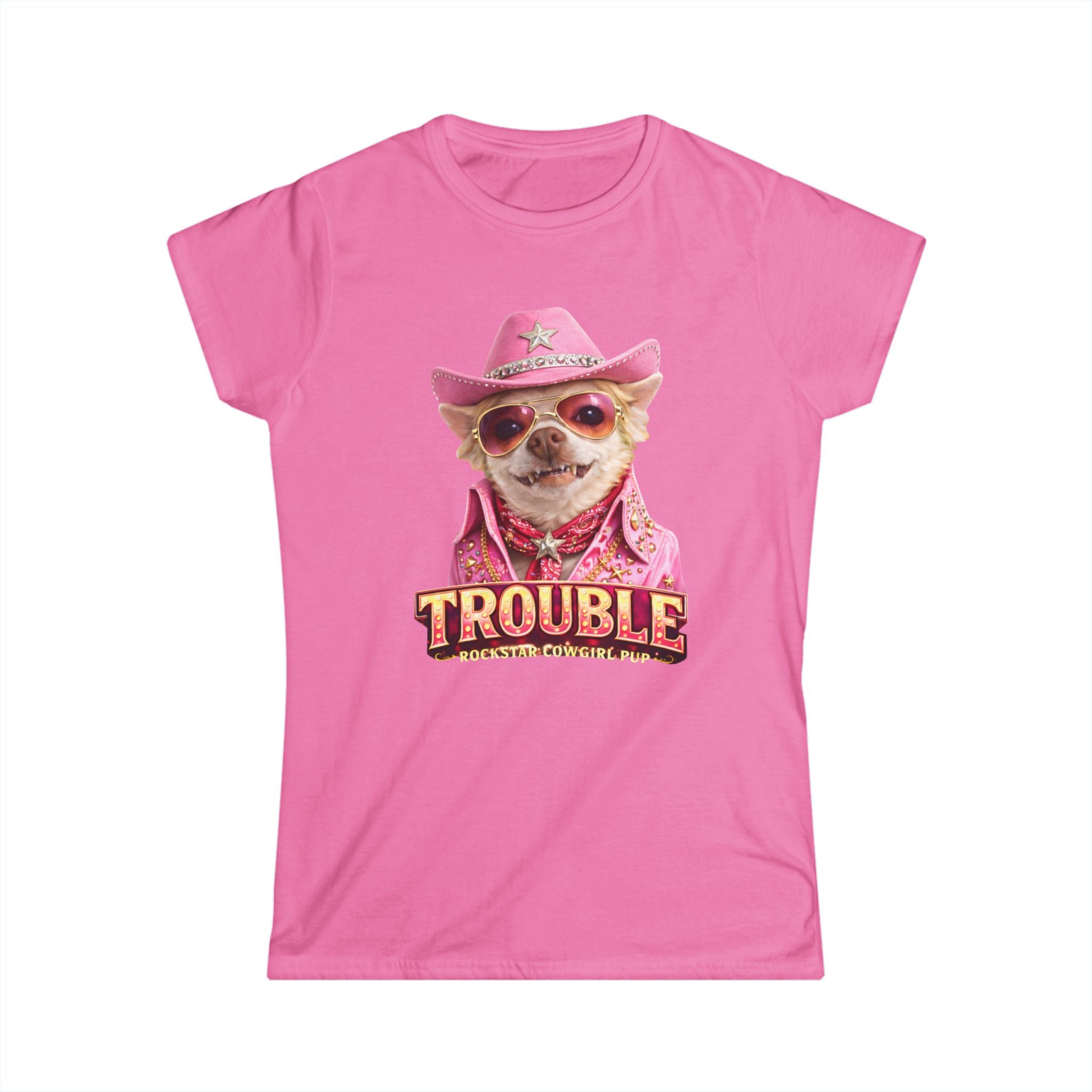 Trouble the Chihuahua Cowgirl T-Shirt — "COCO" Cute Rockin' Women's Tee