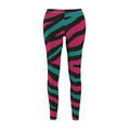 Zebra Stripe Colorblock Leggings — Pink & Teal Animal Print Women's Leggings