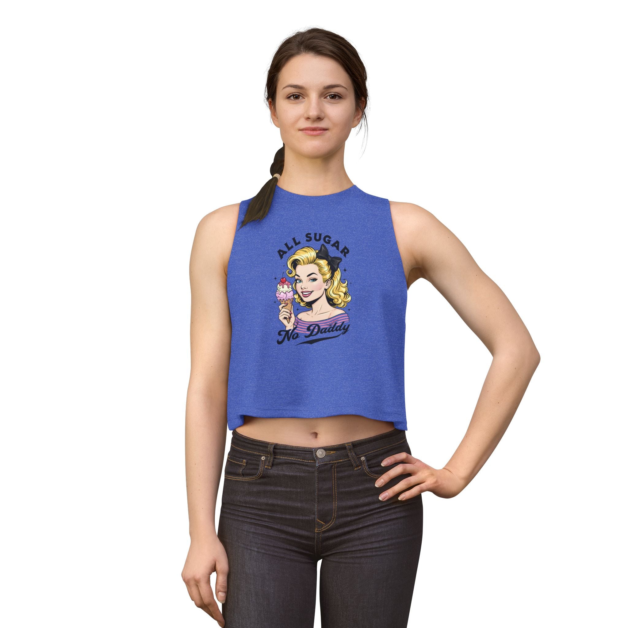 Crop Top — Retro Pinup “All Sugar No Daddy” Graphic Tank