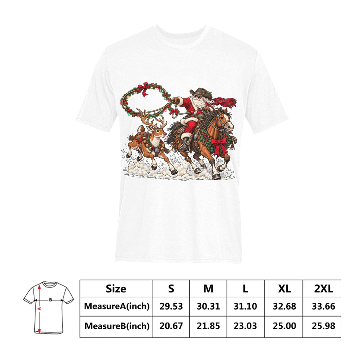 Cowboy Santa & Reindeer Rodeo Christmas Shirt  Men’s Western Holiday Tee🦌