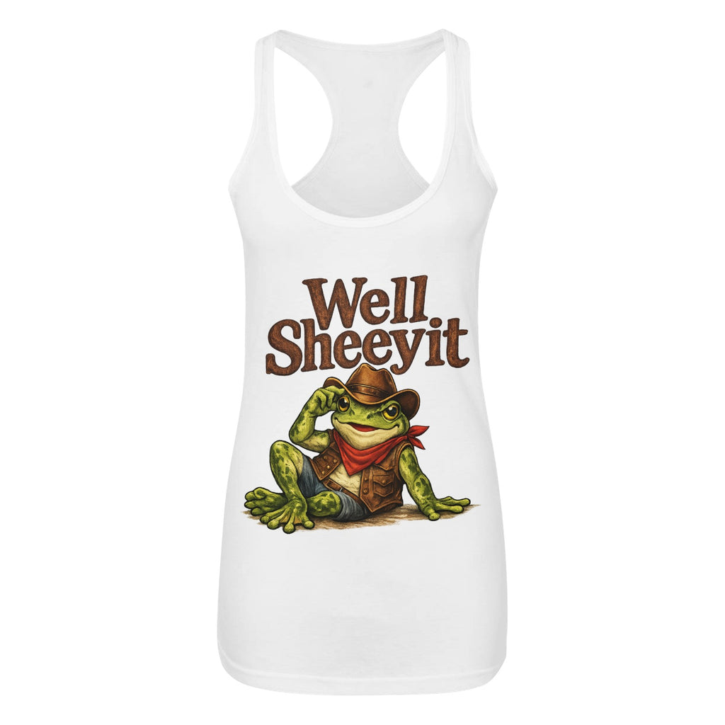 "Well Sheeyit" Cowboy Frog Tank Top — Women's Funny Western Racerback
