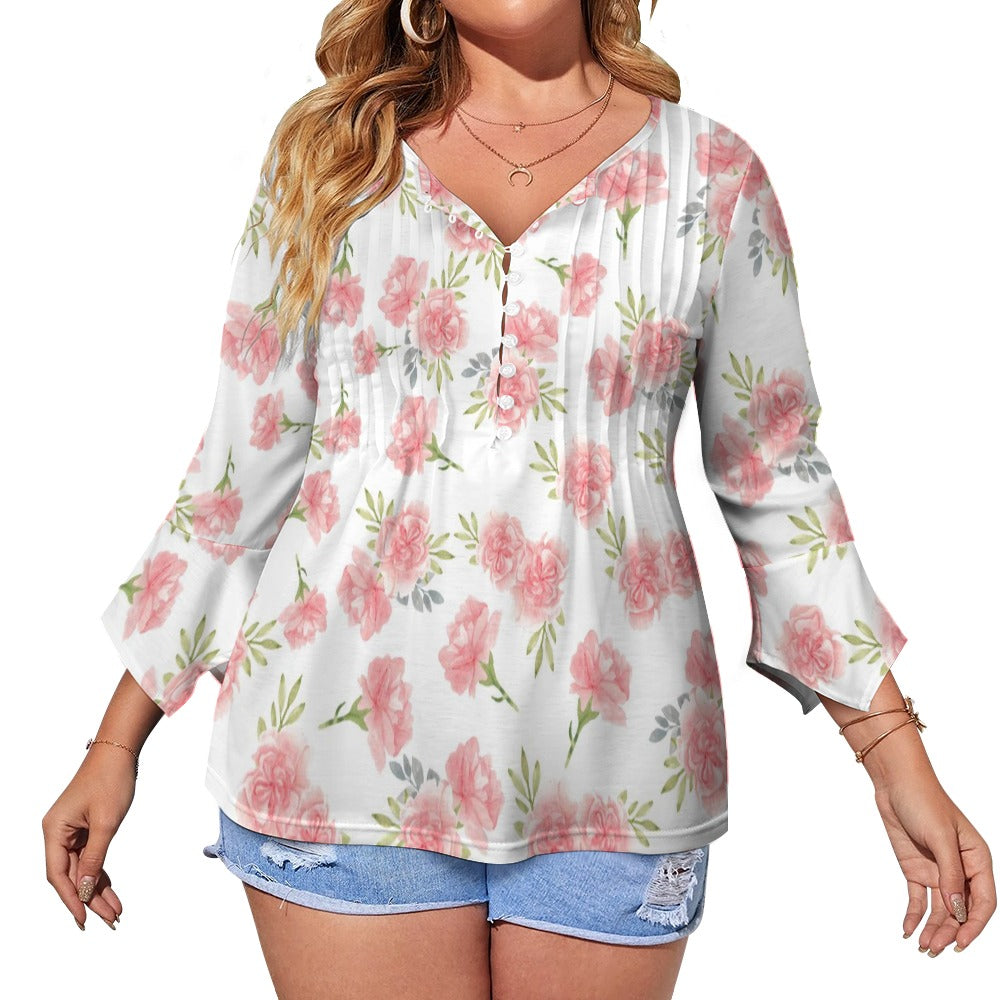 Vintage Rose Whisper Blouse Women's ruffled petal sleeve top