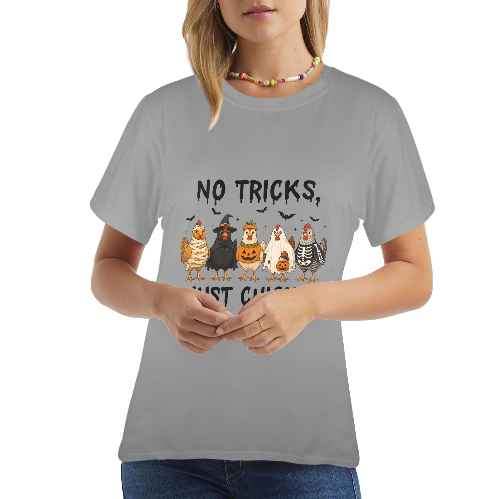 No Tricks, Just Chicks Halloween New Women's T-Shirt