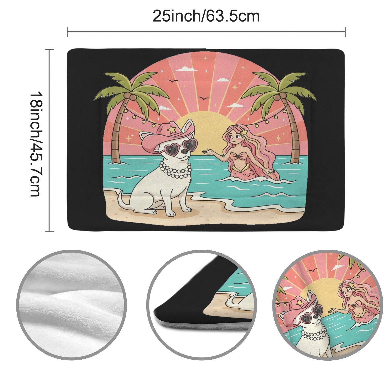Chihuahua Retro Sunset Palm Tree Pet Mat — Beach Ready