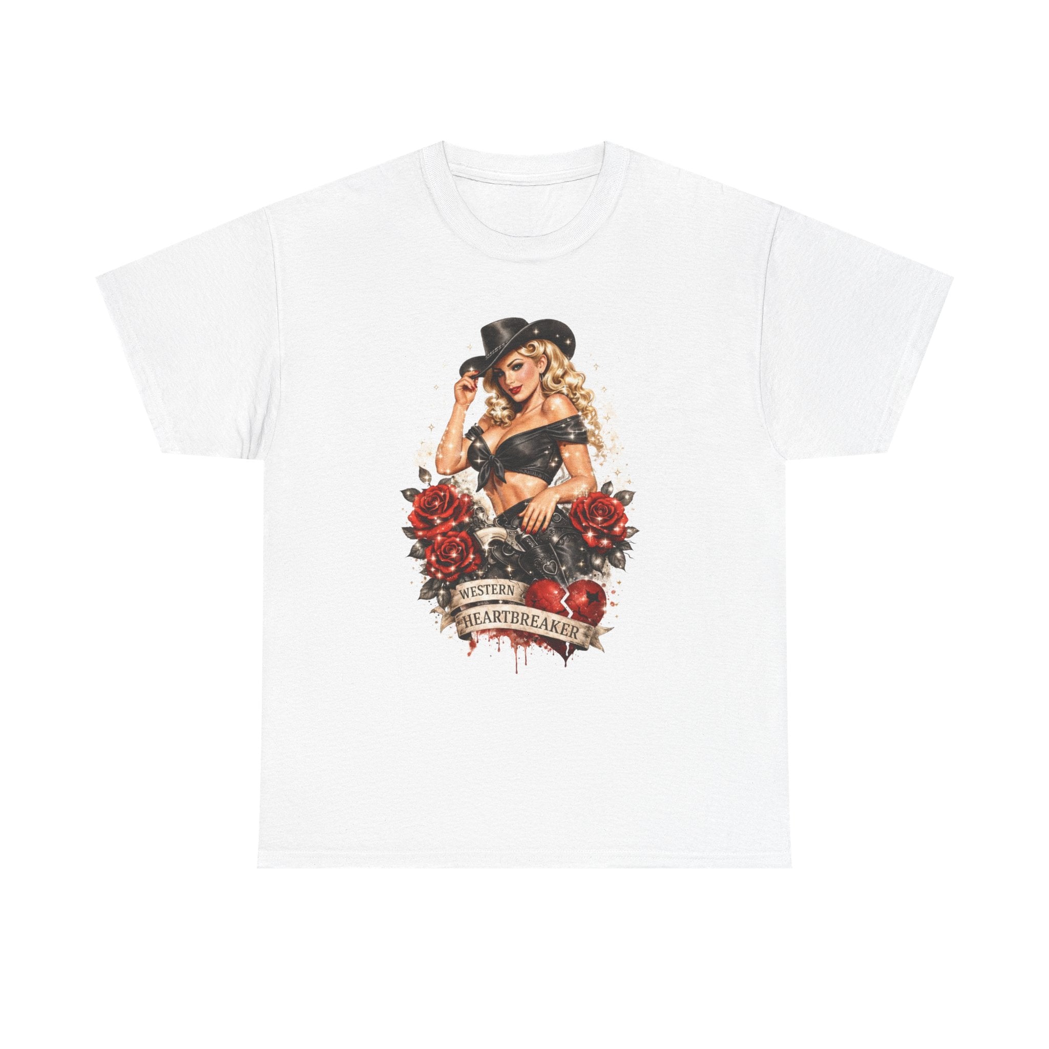 Cowgirl Pinup Heartbreaker T-Shirt — Vintage Valentine Graphic Tee