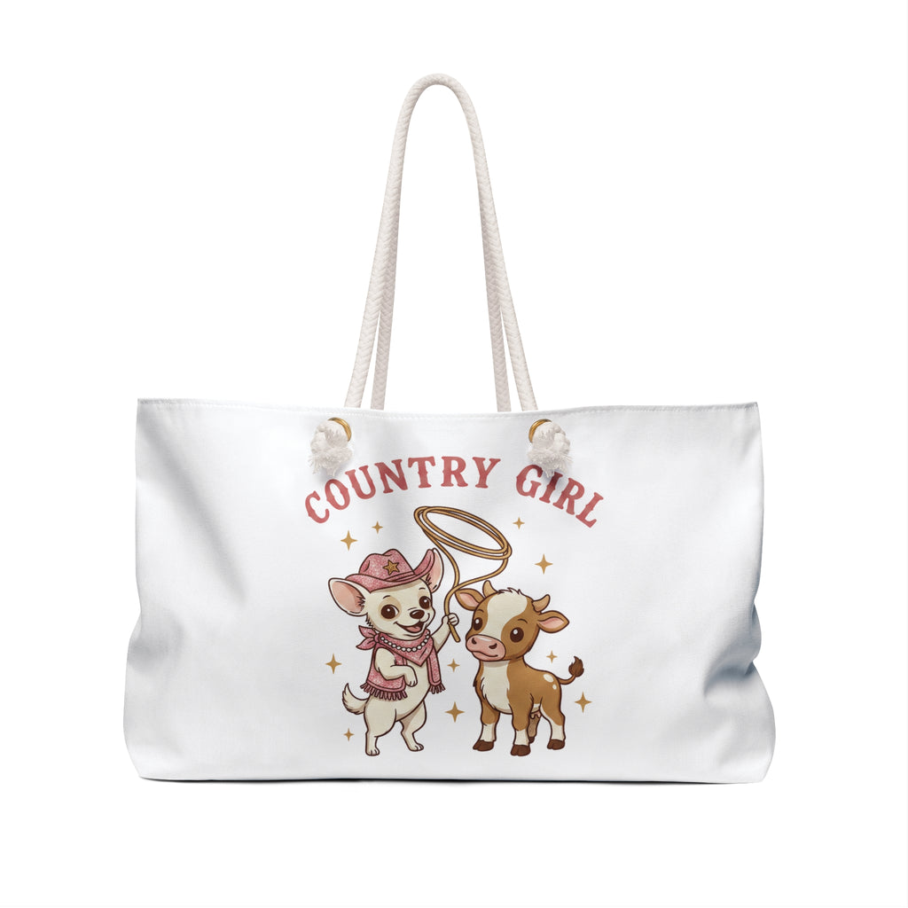 Country Girl Weekender Bag –Coco  Cute Cowgirl & Calf Travel Tote
