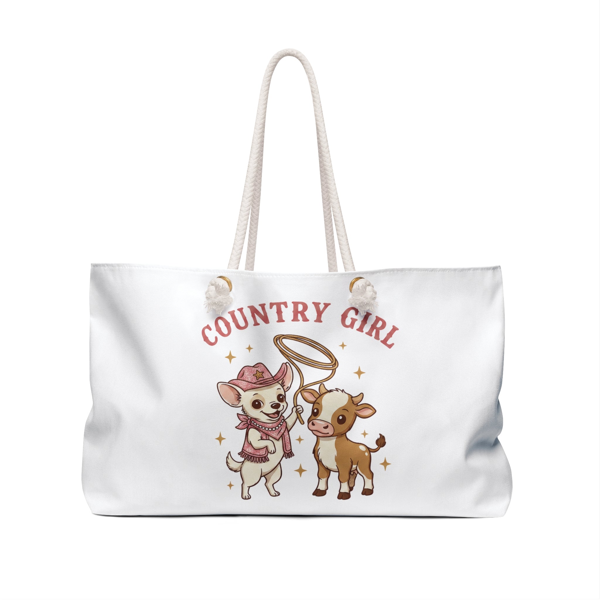Country Girl Weekender Bag –Coco  Cute Cowgirl & Calf Travel Tote