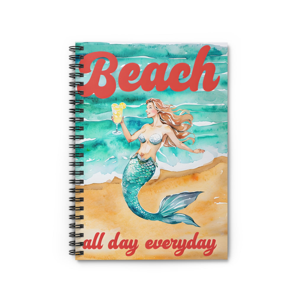 Beach Mermaid Spiral Notebook - Summer Vibes, Vacation Journal, Gift for Students, Coastal Decor, Travel Diary
