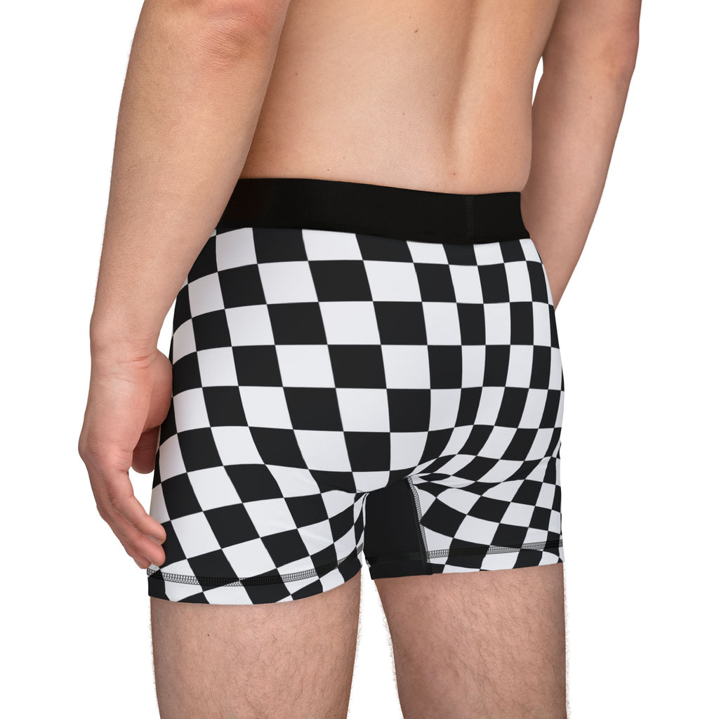 Checkered Flag Boxer Briefs – Black & White Racing Grid Men’s Underwear