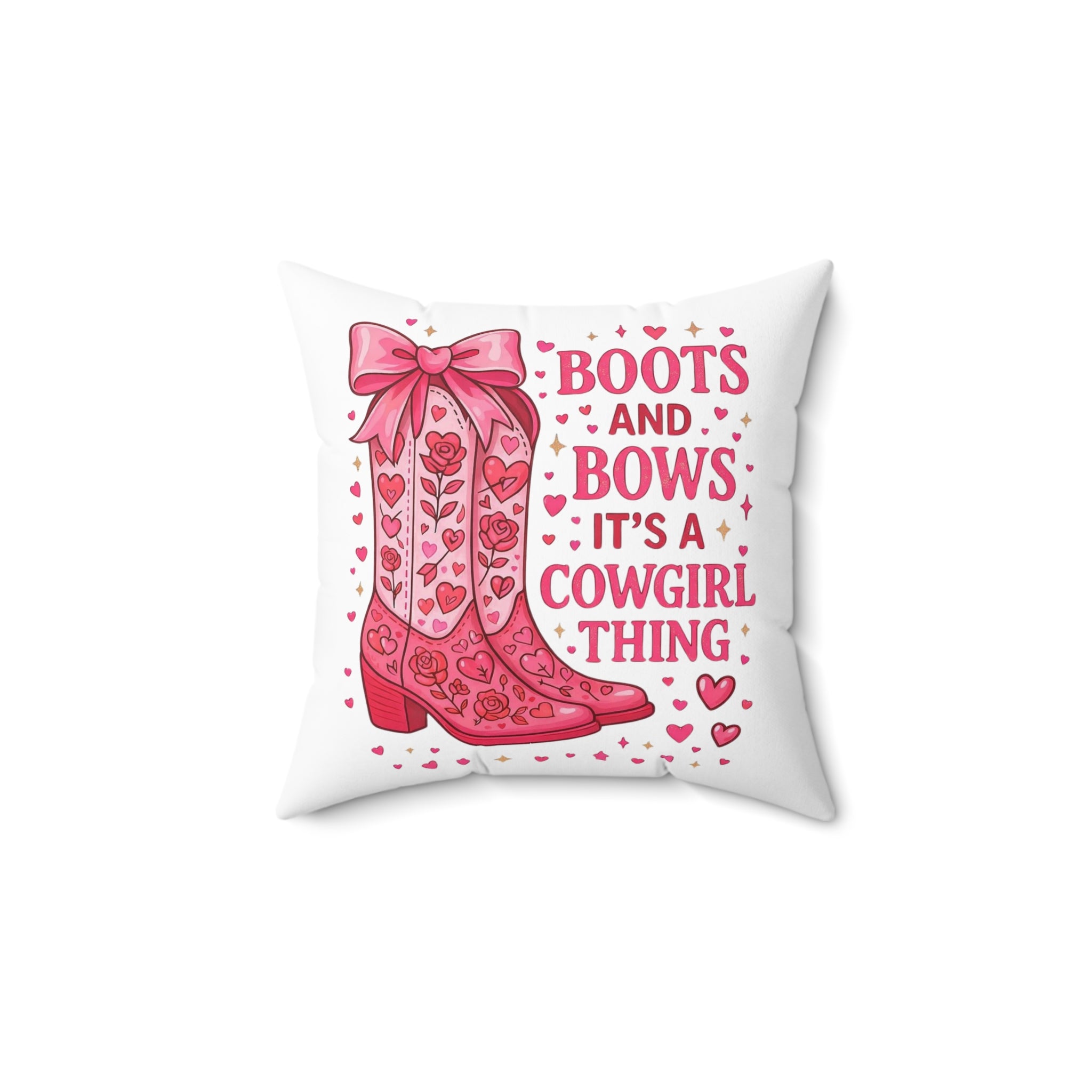 Cowgirl Pillow — "Boots and Bows It's a Cowgirl Thing" Decorative Accent
