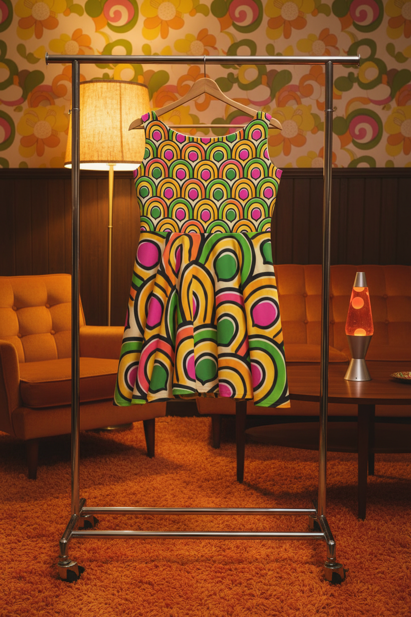 60s Retro Dress Scene with Lava Lamp