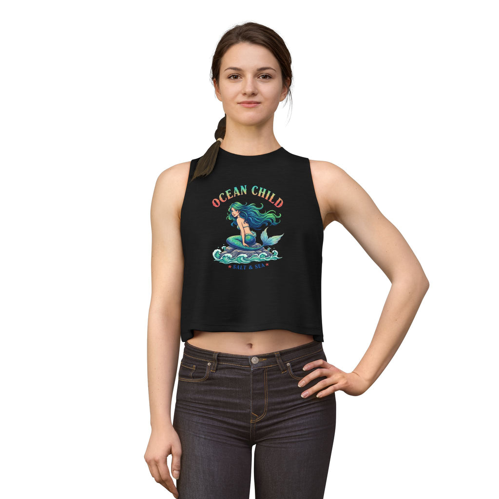 Ocean Child Mermaid Crop Top — Women's Beachy Graphic Tank (Salt & Sea)