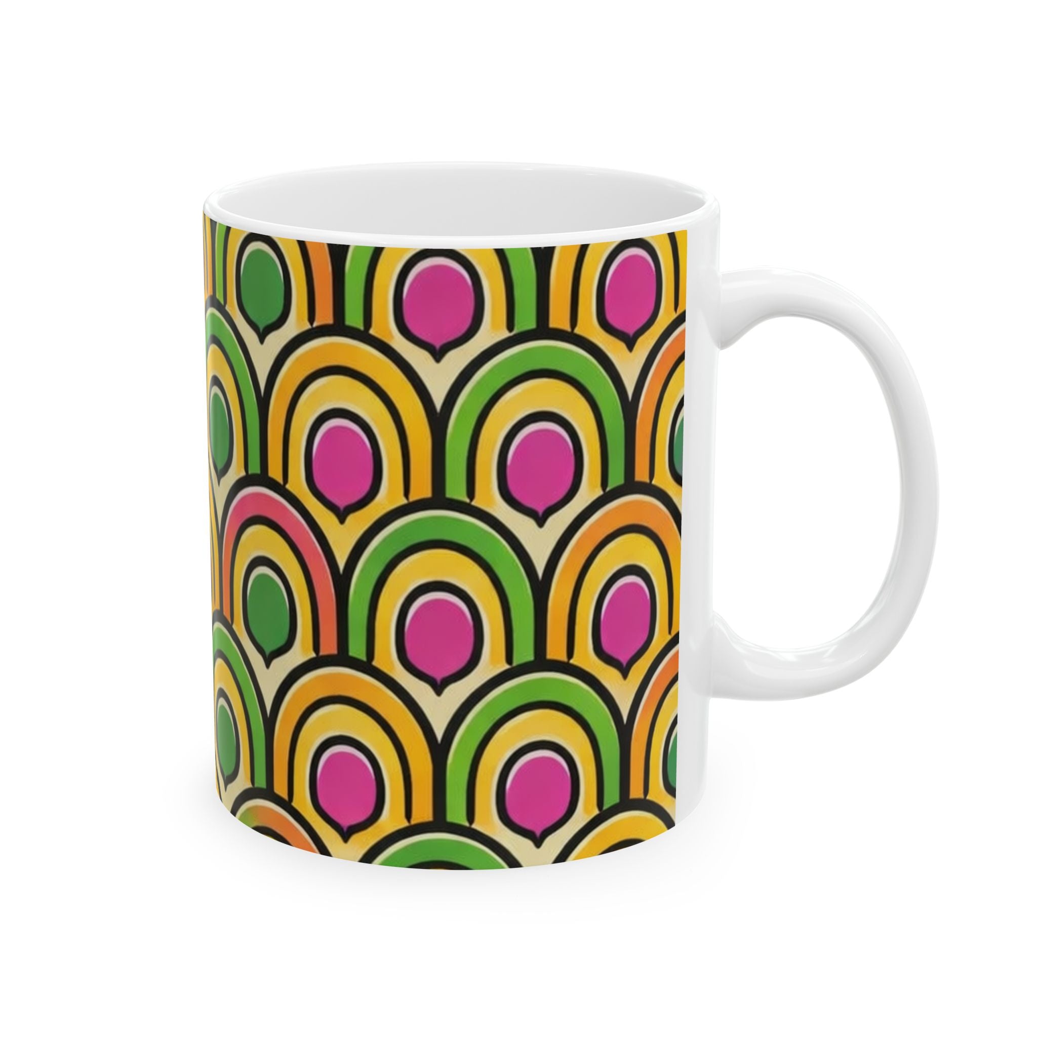 Citrus Crush Vintage Ceramic Mug — 60s-Inspired Bold Citrus Pattern (11oz, 15oz)