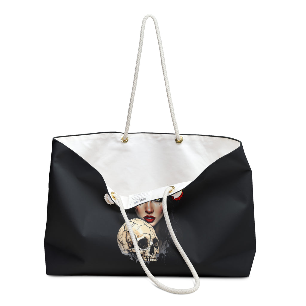 Gothic Pilot Weekender Bag — Skull & Rose Helmet Travel Tote
