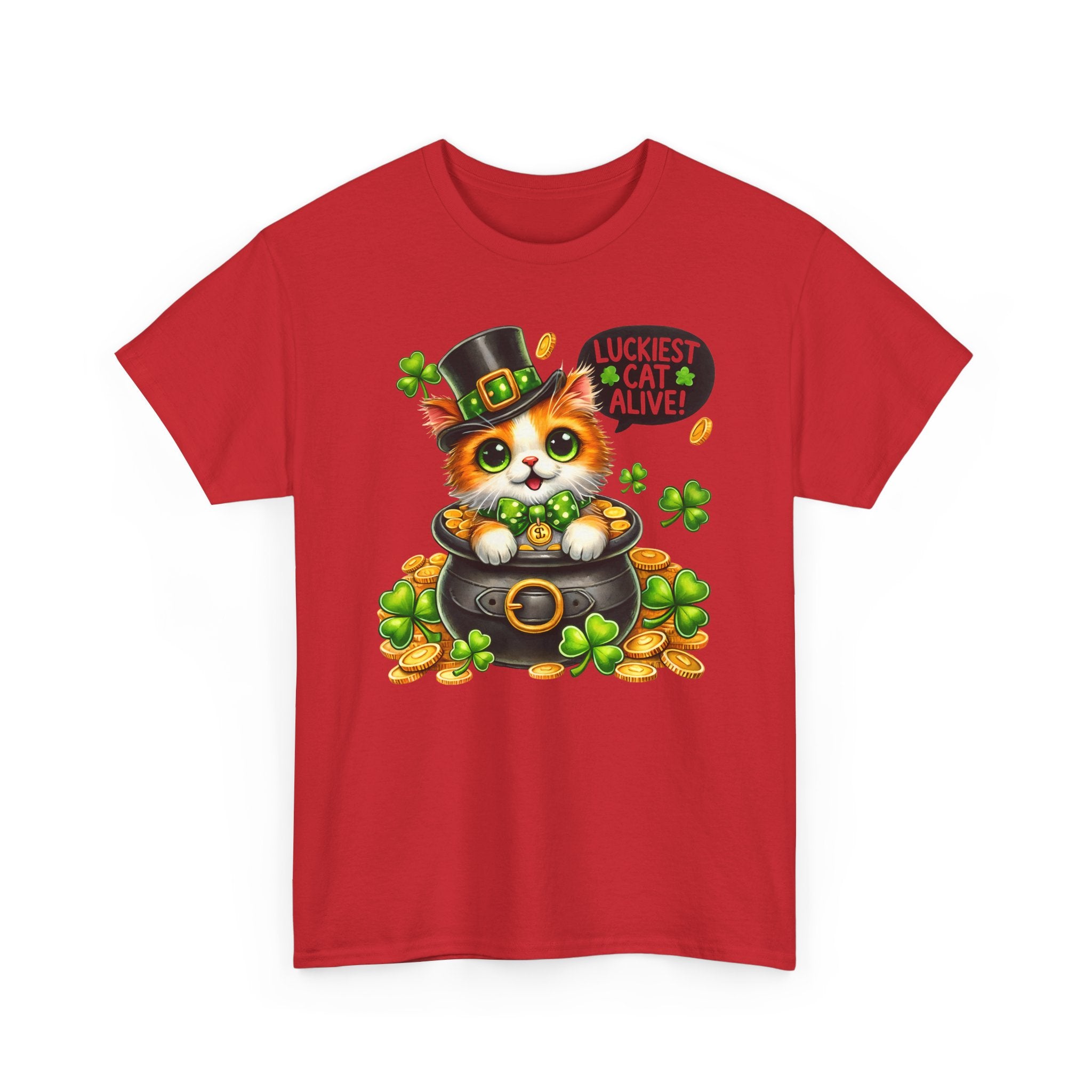 Luckiest Cat Alive Shamrock T-Shirt — St. Patrick’s Day Irish Cat Tee
