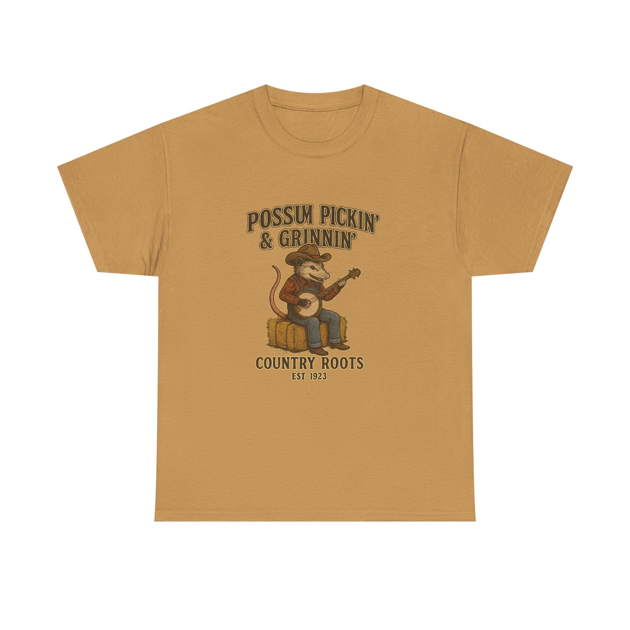 T-Shirt Possum Pickin' & Grinnin' Country Roots" Vintage Banjo Graphic Tee  Trendy T Shirt