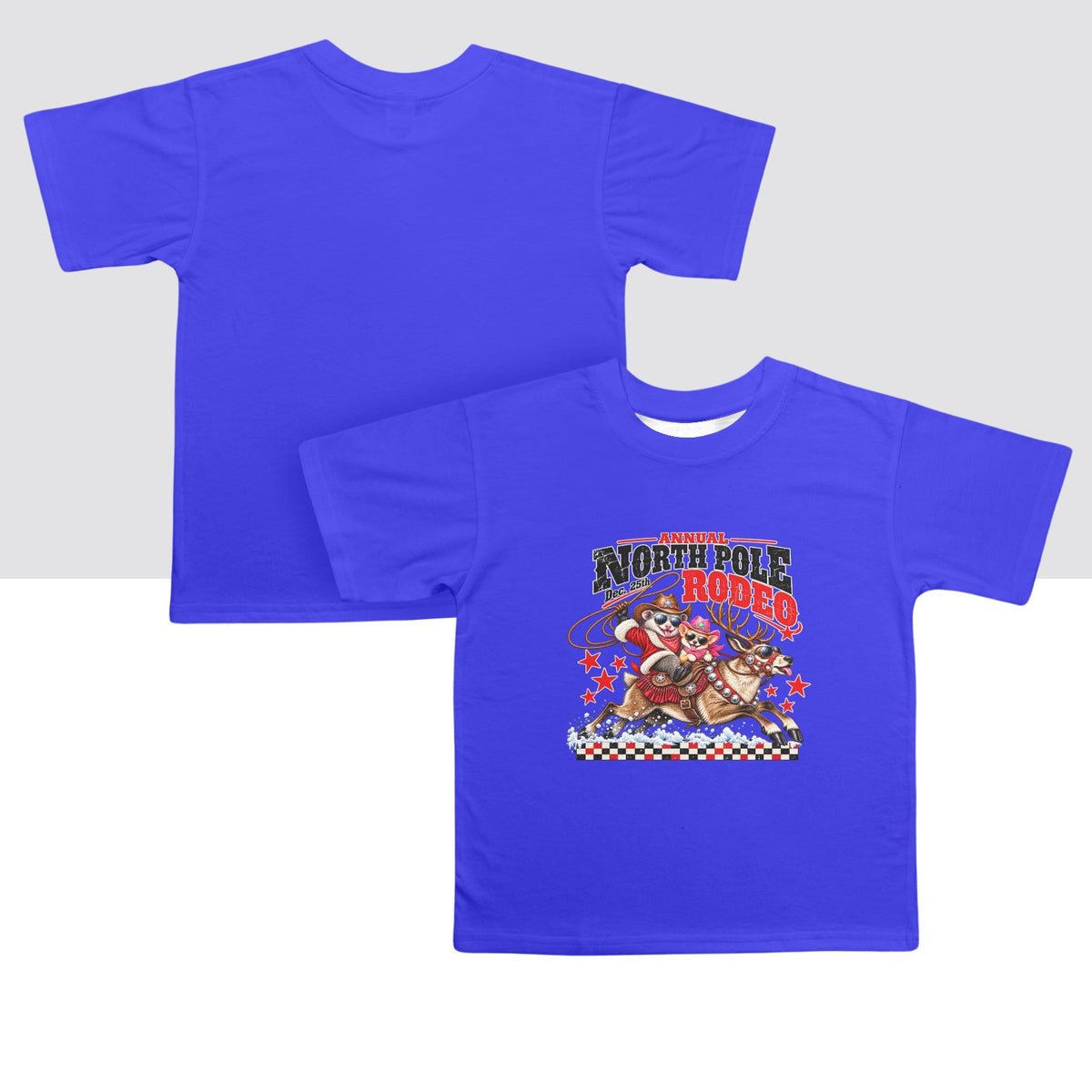 Pete & Coco North Pole Rodeo Youth T-Shirt  Western Christmas Reindeer Holiday Tee