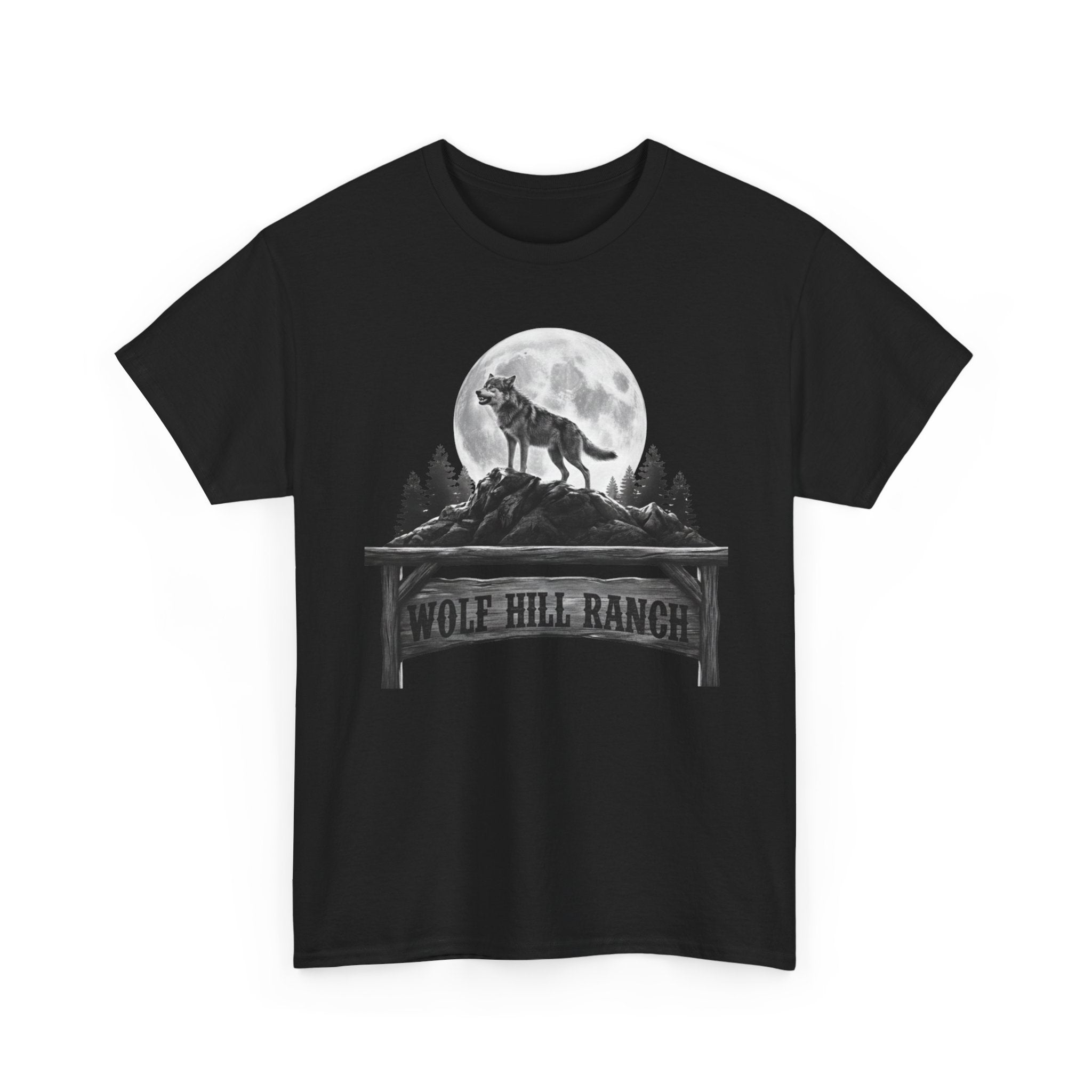 Lone Howl Wolf Tee Full Moon Graphic TShirt    Trendy TShirt