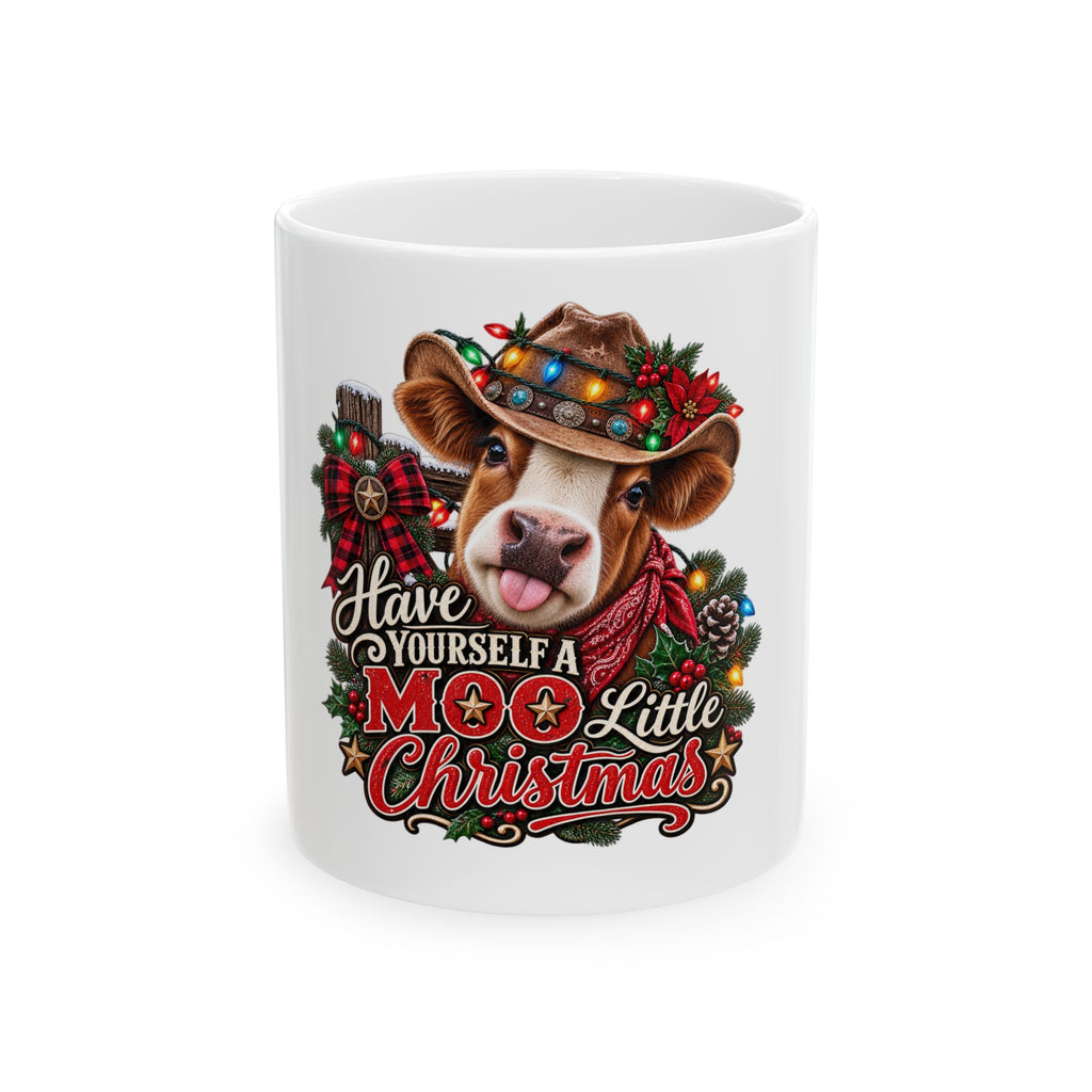 Christmas Cow Mug – "Have Yourself a Moo Little Christmas" Ceramic Coffee Cup