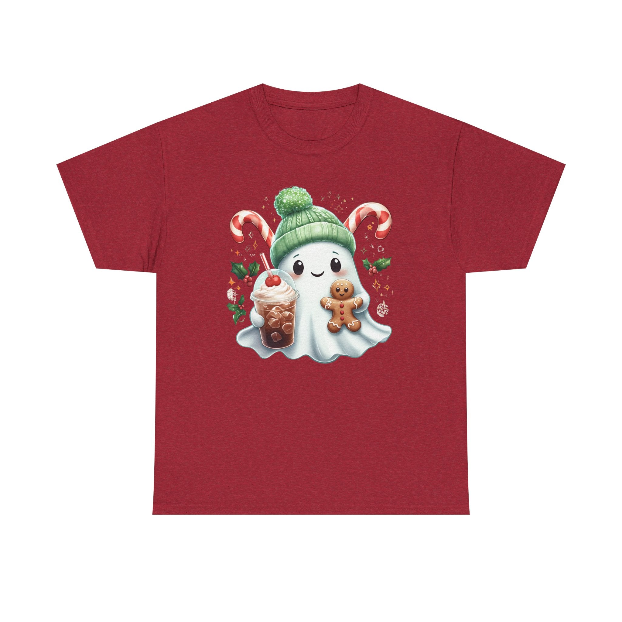 Christmas Ghost T-Shirt — Cute Holiday Ghost with Gingerbread & Candy Canes      Trendy TShirt