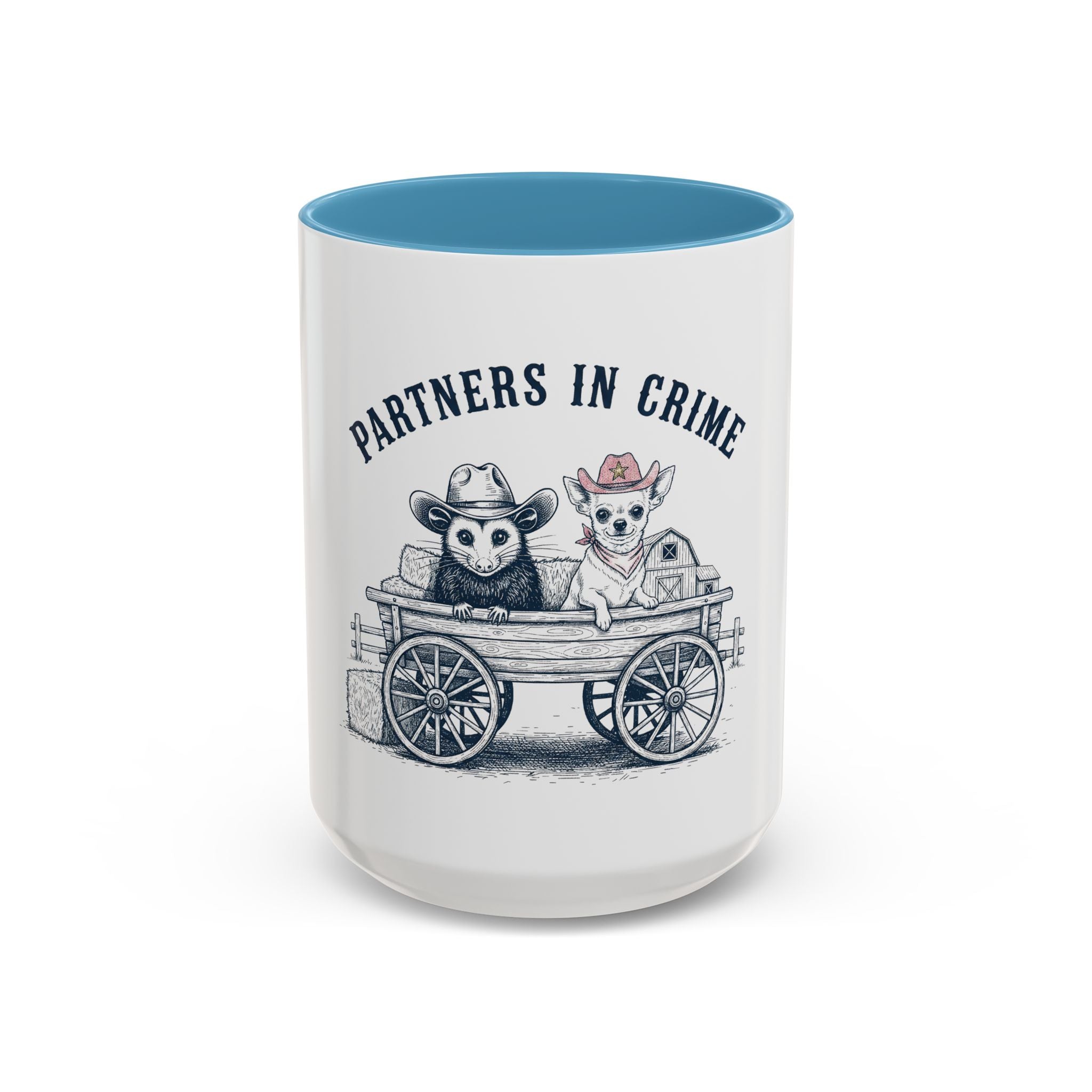 Partners in Crime Coffee Mug — Cute Cowboy Coco & Pete Accent Mug (11/15oz)