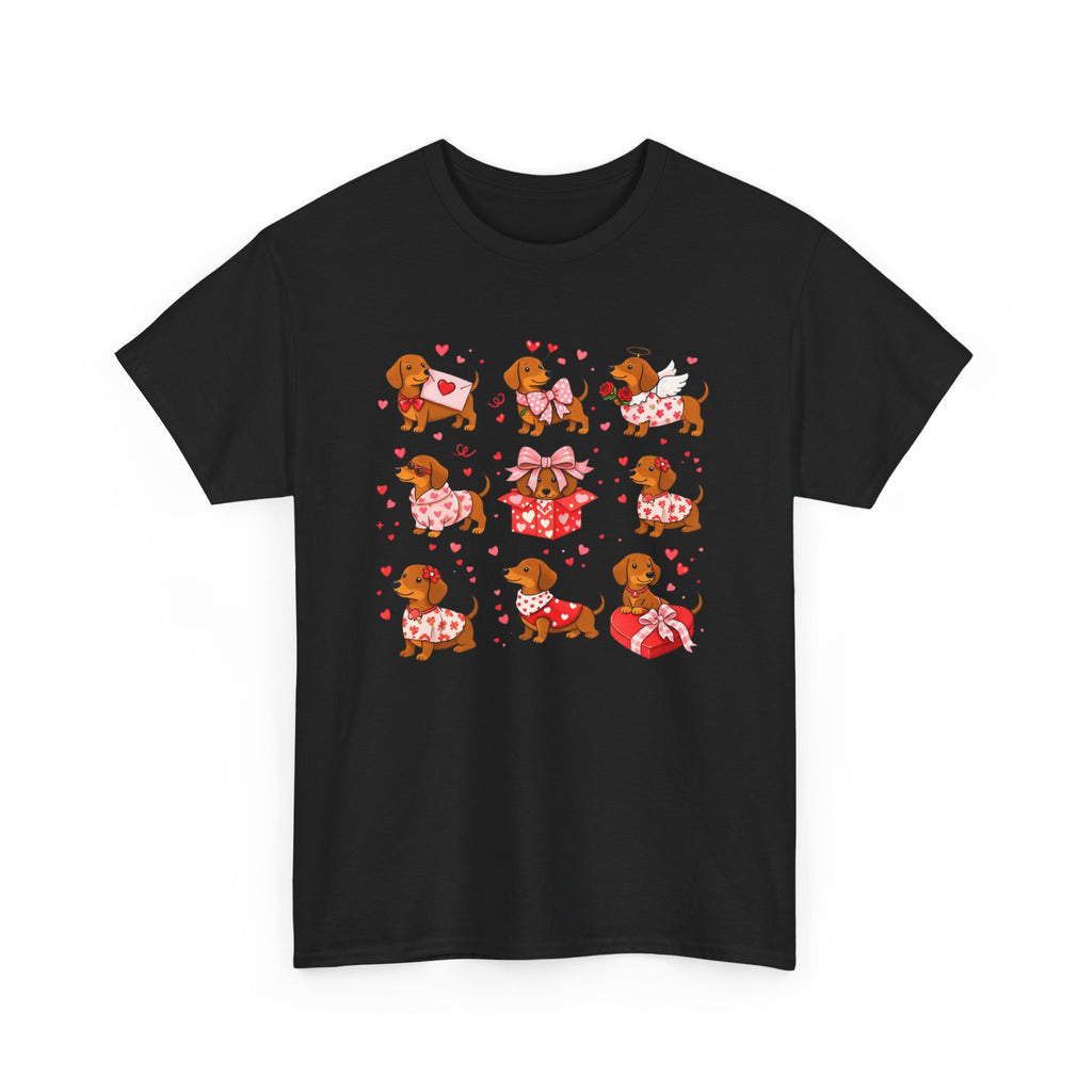 Dachshund Valentine T-Shirt — Cute Puppy Hearts Graphic Tee
