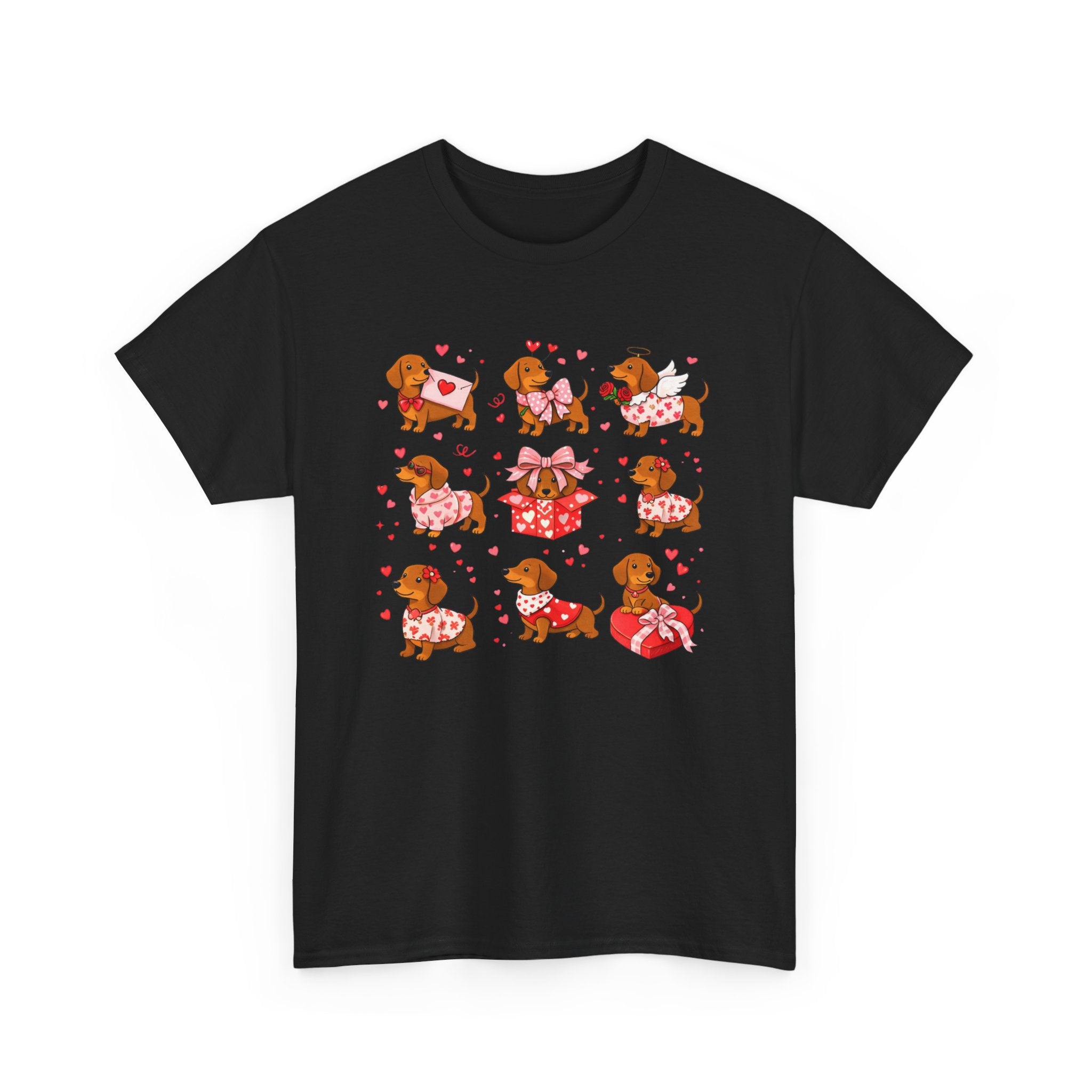 Dachshund Valentine T-Shirt — Cute Puppy Hearts Graphic Tee
