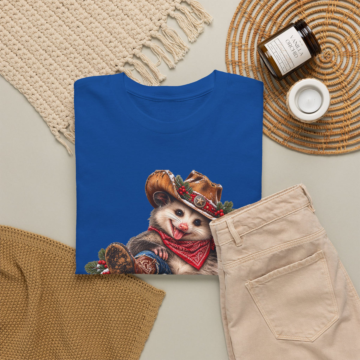 Pete the Possum Women’s Classic Christmas Tee – Western Cowgirl Holiday Shirt