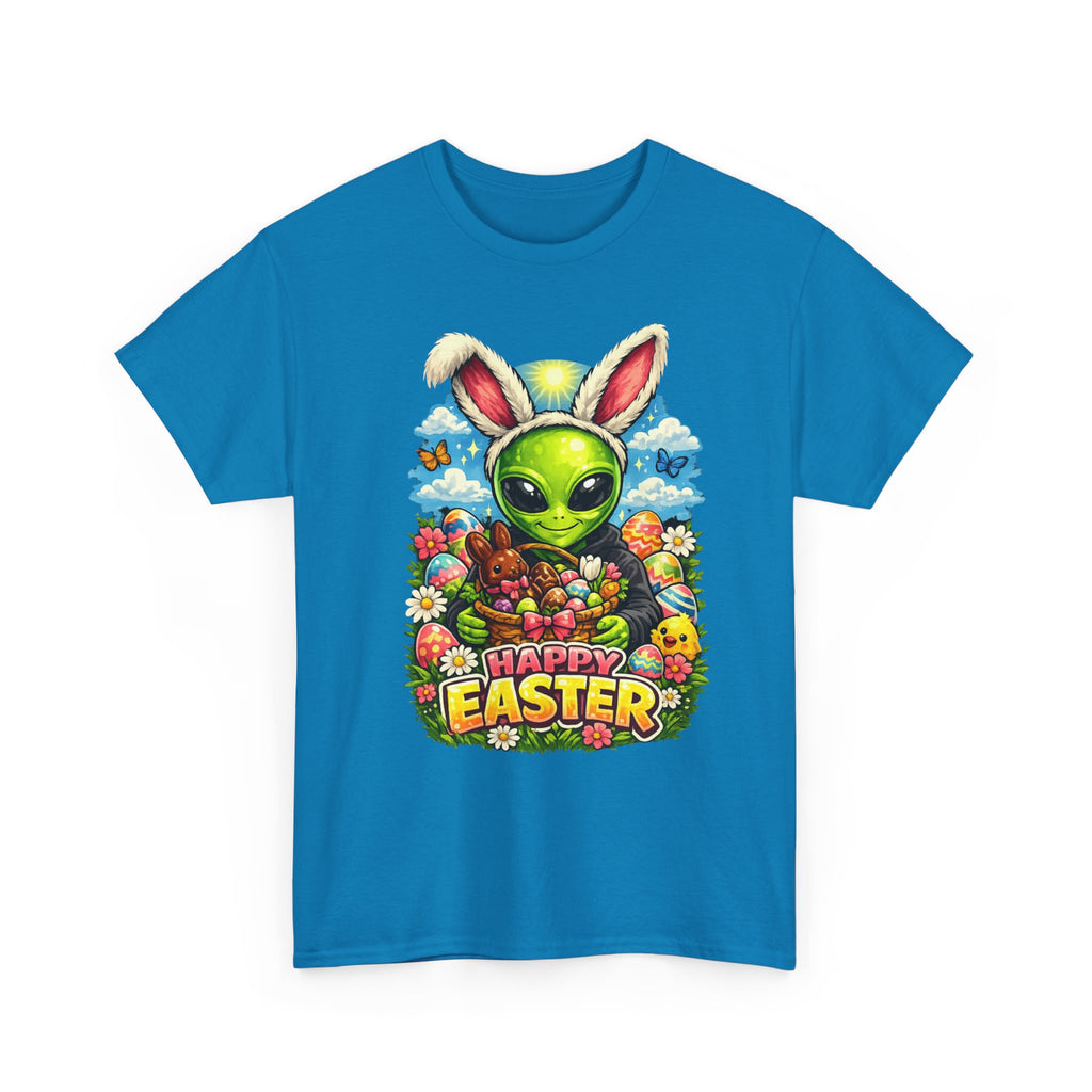 Alien Bunny Happy Easter T-Shirt | Easter eggs, spring flowers, psychedelic art