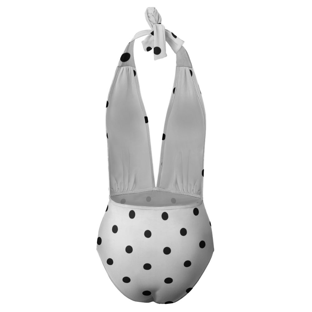 MIDNIGHT DOT  Ladies Halter One Piece Bikini Swimsuit