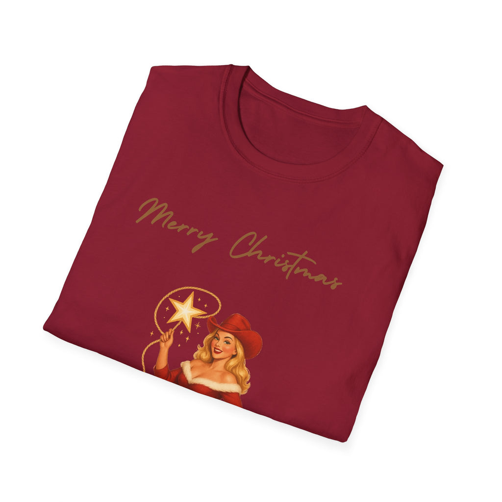 Christmas Cowgirl T-Shirt — "Merry Christmas" Pinup Holiday Tee