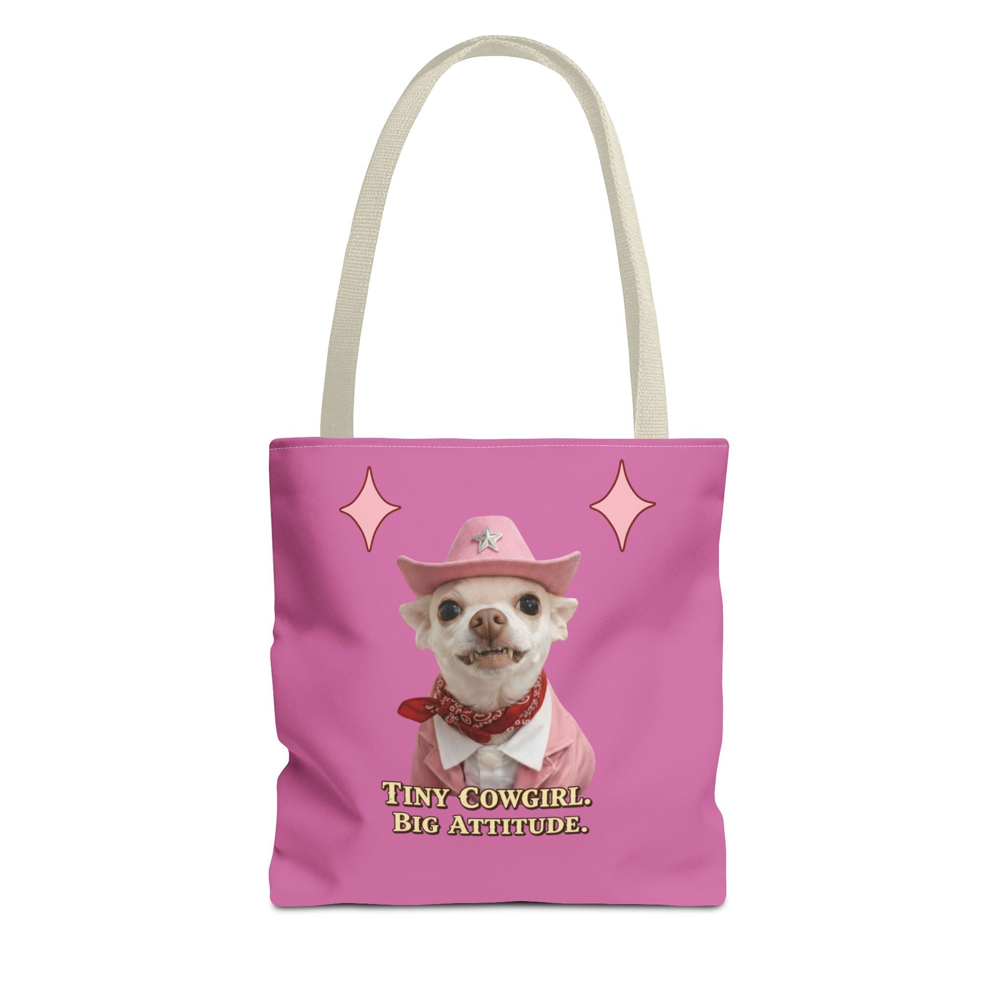 Tiny Cowgirl Tote Bag — Coco Cute Pink Chihuahua   Big Attitude” ON WOLF HILL RANCH