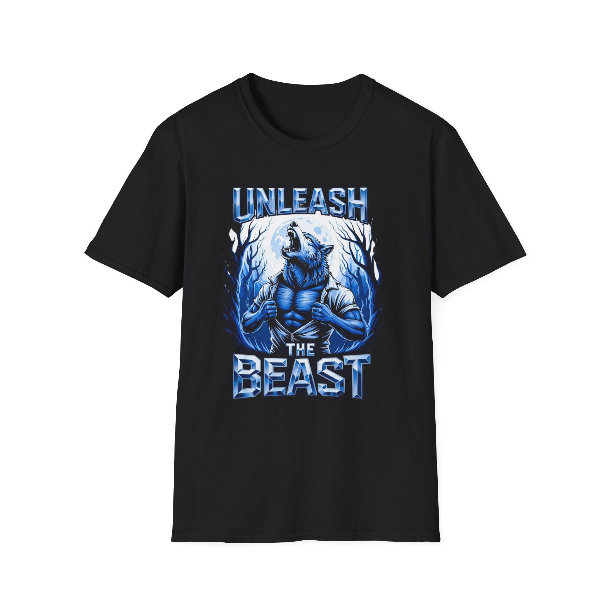 Unleash The Beast Werewolf T-Shirt — Blue Graphic Tee