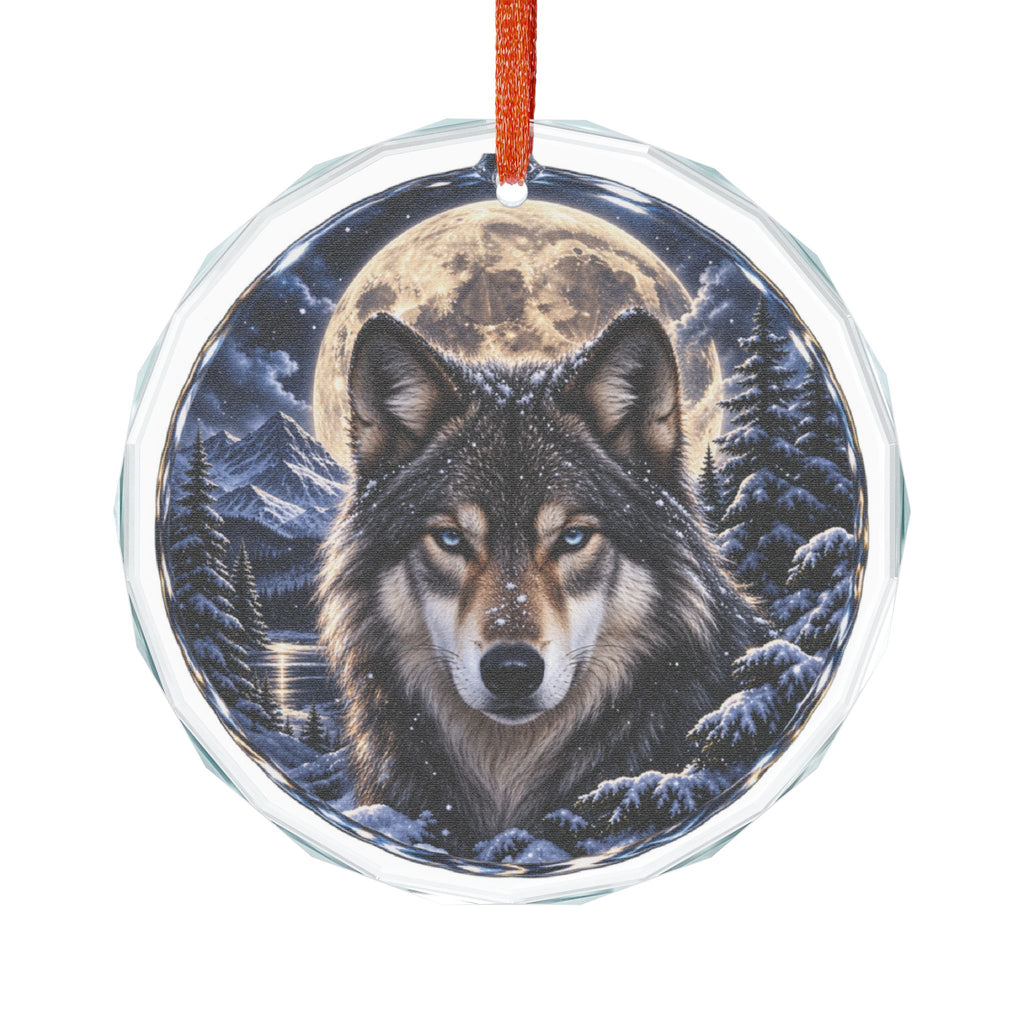 Wolf Moon Glass Ornament — Wildlife Holiday Tree Decoration
