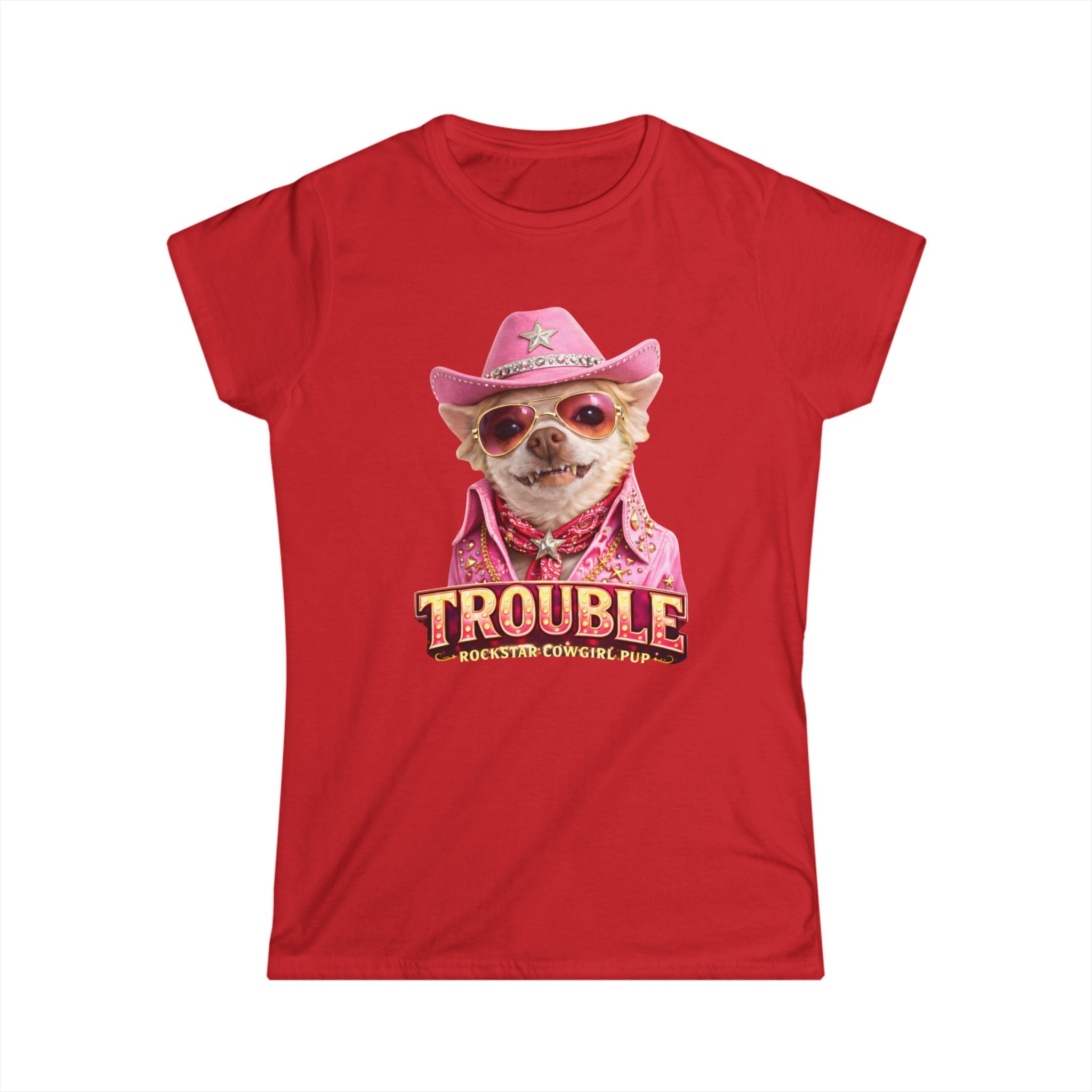 Trouble the Chihuahua Cowgirl T-Shirt — "COCO" Cute Rockin' Women's Tee