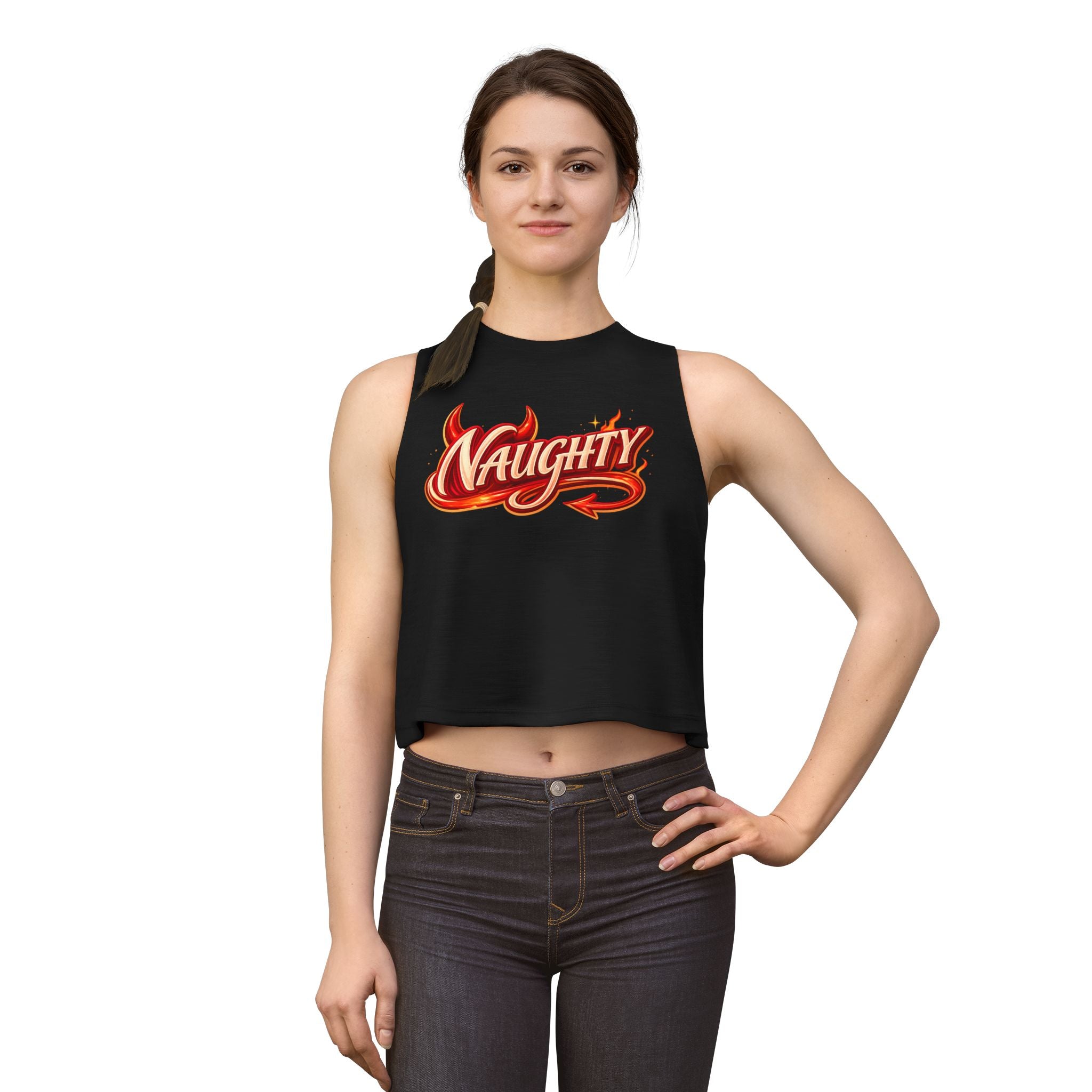 Crop Top — "Naughty" Retro Graphic