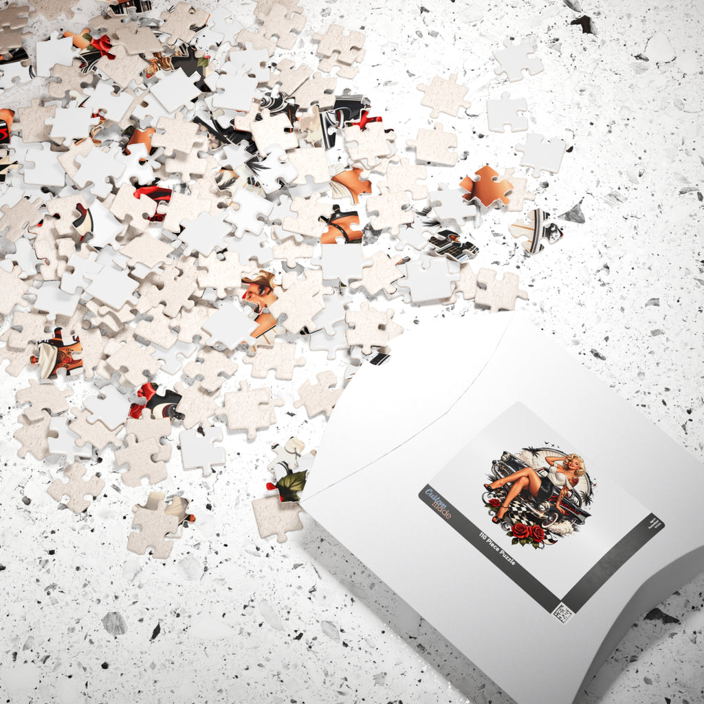 Pin-Up Classic Car Puzzle — Retro 1950s Pinup Girl Jigsaw (110–1014 pcs)