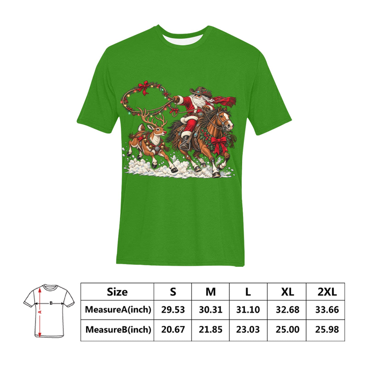 Cowboy Santa & Reindeer Rodeo Christmas Shirt  Men’s Western Holiday Tee🦌