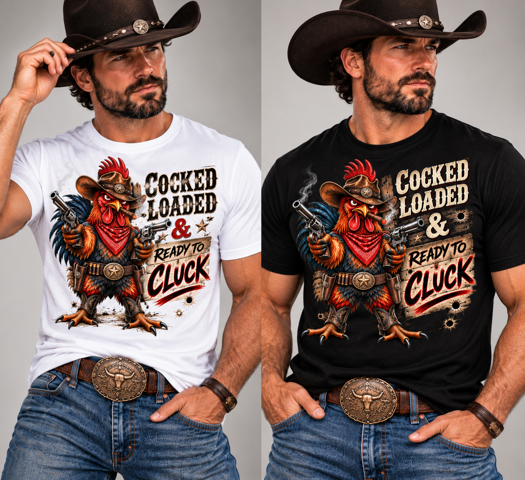 Cocked, Loaded & Ready to Cluck Men’s Western T-Shirt