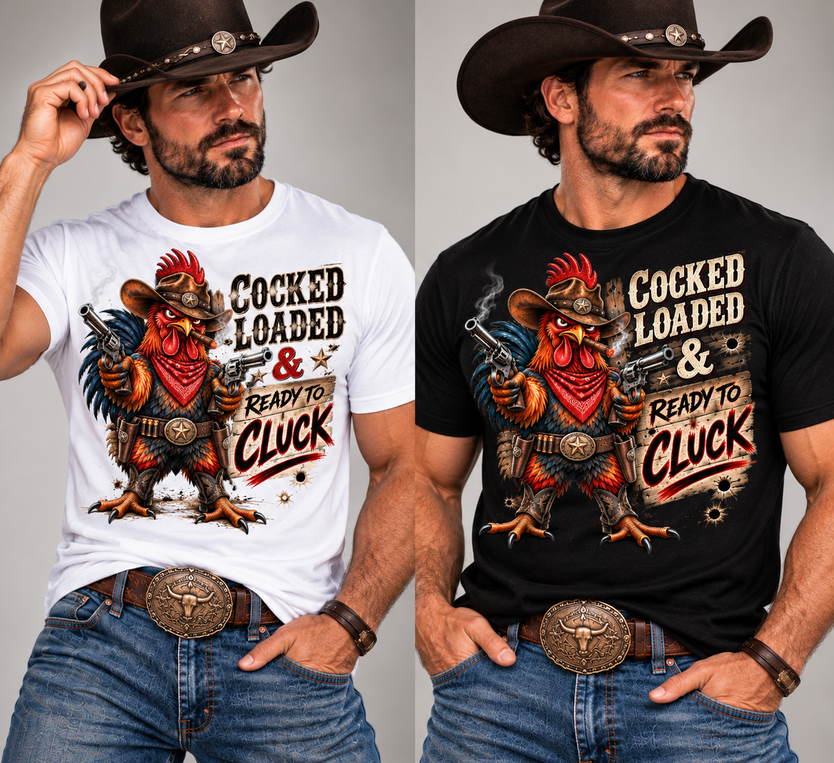 Cocked, Loaded & Ready to Cluck Men’s Western T-Shirt