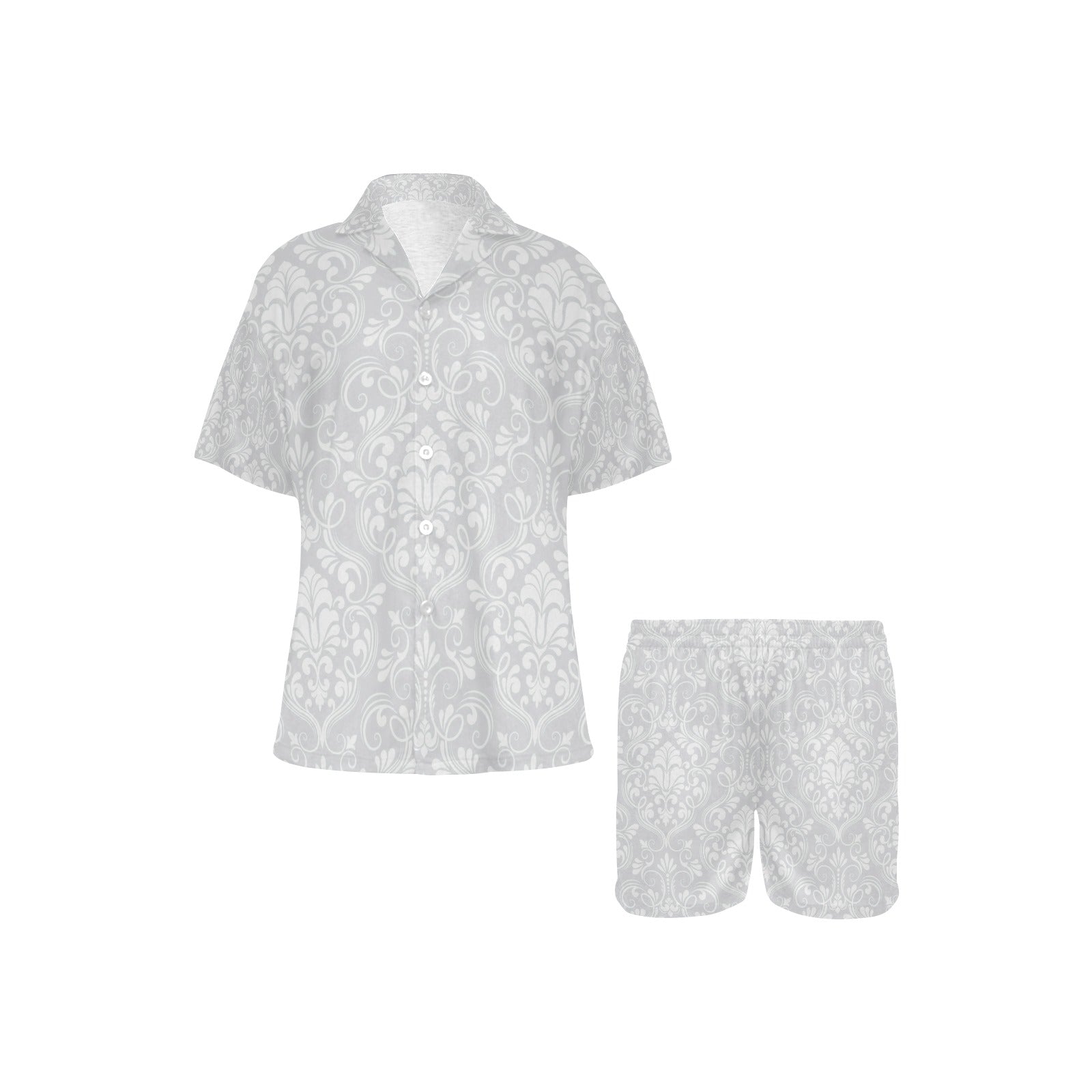 "Wolf Hill Ranch Signature Collection "White Damask Floral Pajama Set — Women's Luxury Lounge Set"
