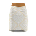 Classic Lace Medallion Pencil Skirt  WHITE  Cream Vintage Floral Pattern