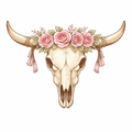Floral Cow Skull – Boho Western Digital Art Print | Instant Download