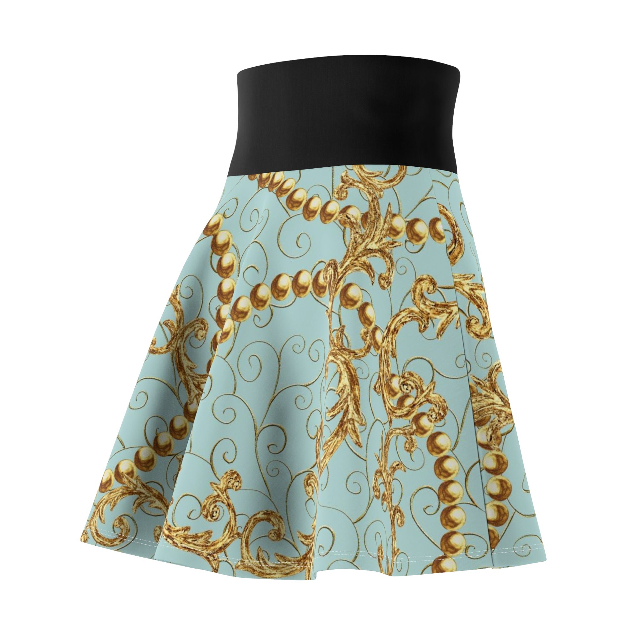 Baroque Gold Scroll Skater Skirt