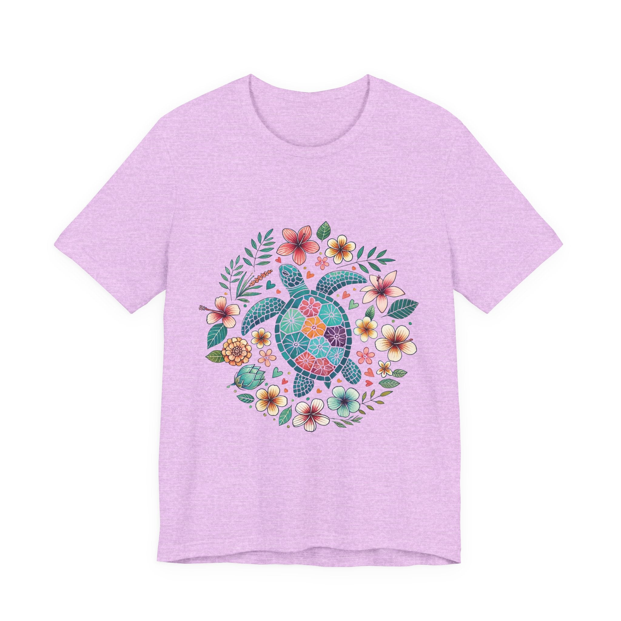 Floral Mosaic Sea Turtle T-Shirt — Tropical Beach Boho Tee