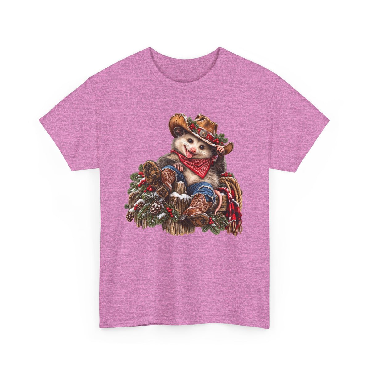 Pete the Possum Women’s Classic Christmas Tee – Western Cowgirl Holiday Shirt