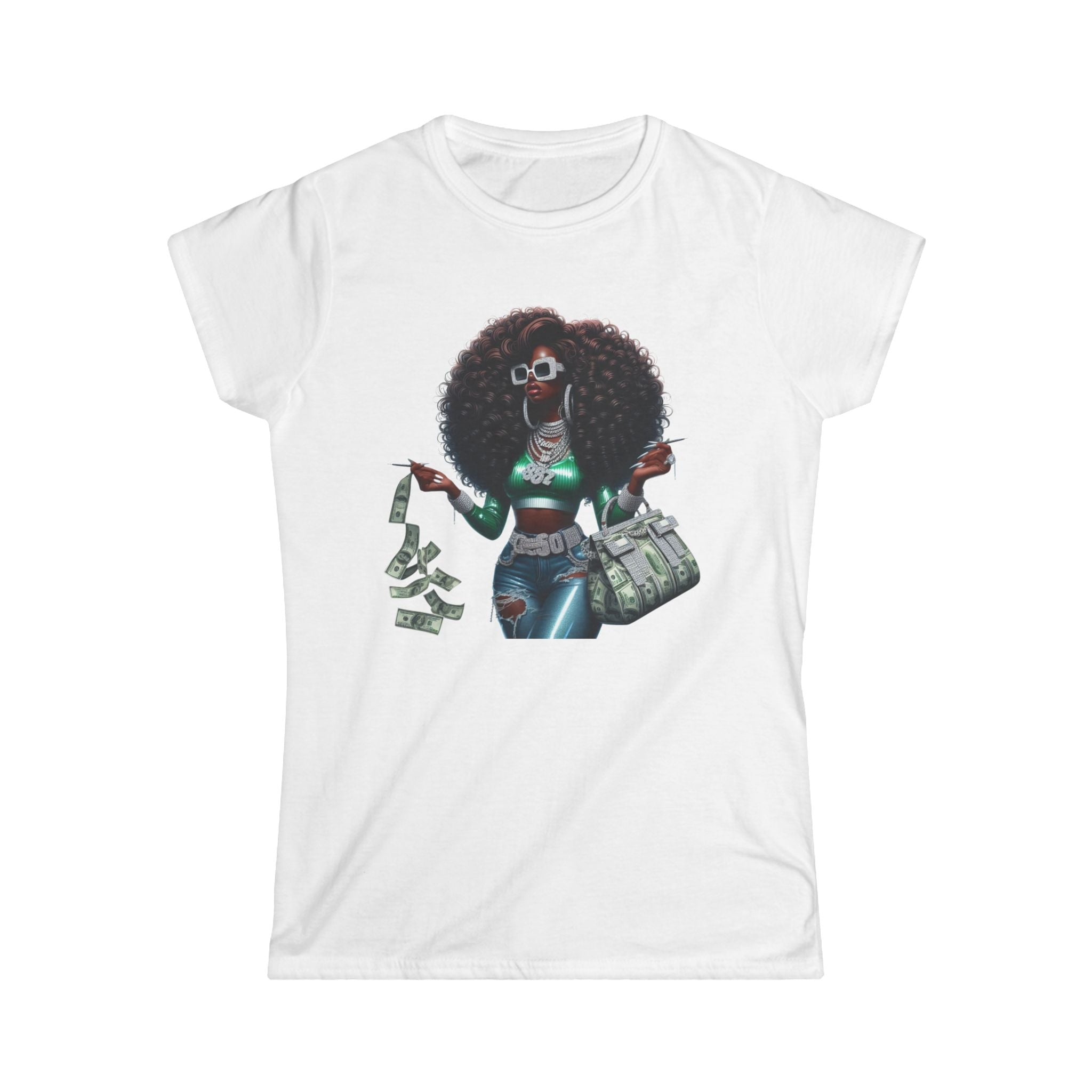She’s in Her Bag with Cash Graphic Tee — Women's Money Vibe Shirt