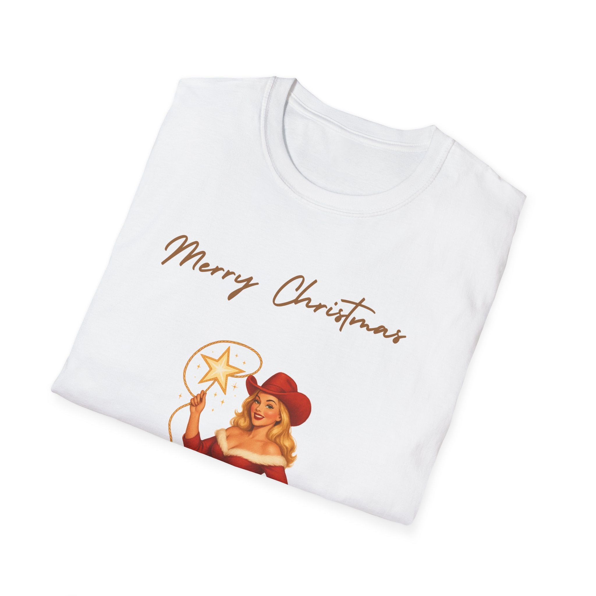 Christmas Cowgirl T-Shirt — "Merry Christmas" Pinup Holiday Tee